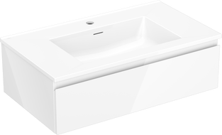 Mexen Orio Badezimmerschrank 80 cm mit Waschbecken Otis, 1 Schublade, weiß glänzend - 91A10-08023-1-BF00-W18M00