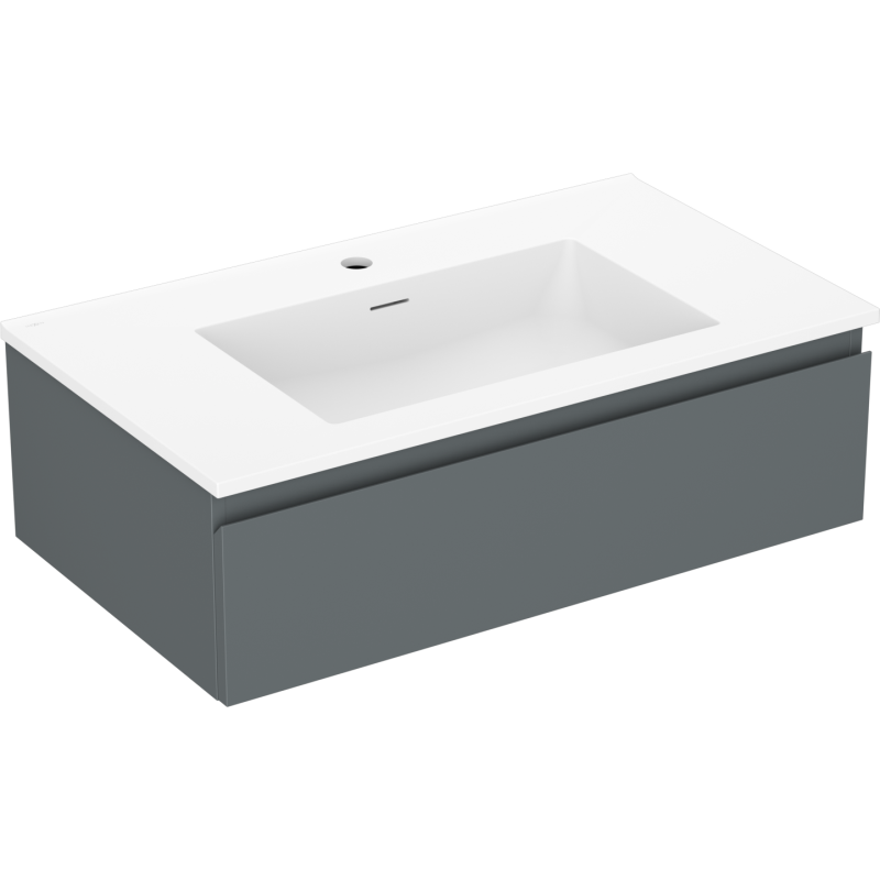 Mexen Orio Badezimmerschrank 80 cm mit Waschbecken Otis, 1 Schublade, grafit matt/weiß matt - 91A10-08023-1-BF66-W18M01