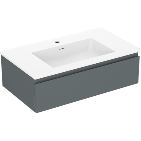 Mexen Orio 80 cm bathroom cabinet with Otis washbasin, 1 drawer, matt graphite/white matt - 91A10-08023-1-BF66-W18M01