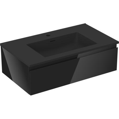 Mexen Orio armario de baño de 80 cm con lavabo Otis, 1 cajón, negro brillo/negro mate - 91A10-08023-1-BF70-W18M71