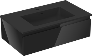 Mexen Orio mueble de baño 80 cm con lavabo Otis, 1 cajón, negro brillante/negro mate - 91A10-08023-1-BF70-W18M71