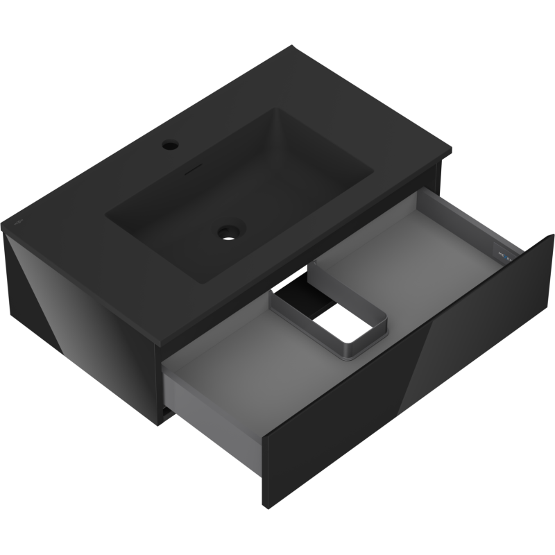 Mexen Orio mueble de baño 80 cm con lavabo Otis, 1 cajón, negro brillante/negro mate - 91A10-08023-1-BF70-W18M71