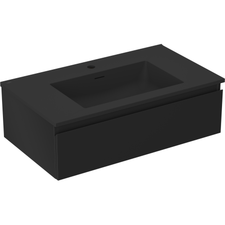 Mexen Orio Badezimmerunterschrank 80 cm mit Waschbecken Otis, 1 Schublade, schwarz matt - 91A10-08023-1-BF71-W18M71