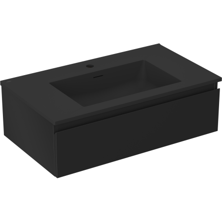 Mexen Orio bathroom cabinet 80 cm with Otis sink, 1 drawer, black matte - 91A10-08023-1-BF71-W18M71