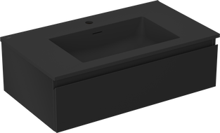Mexen Orio Badezimmerunterschrank 80 cm mit Waschbecken Otis, 1 Schublade, schwarz matt - 91A10-08023-1-BF71-W18M71