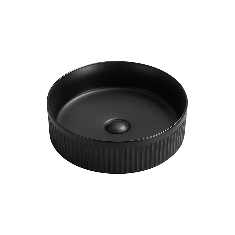 Mexen Grovo lavabo da appoggio scanalato 35 x 35 cm, nero opaco - 22303585