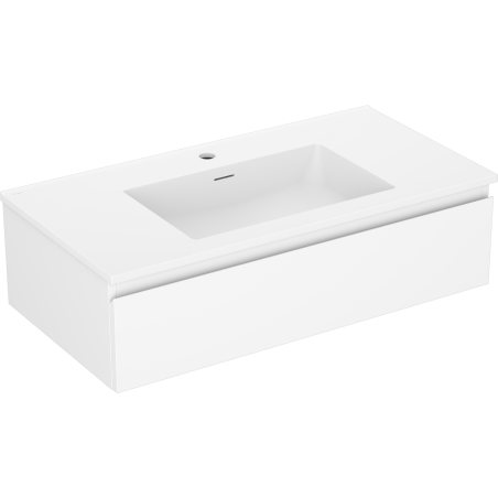 Mexen Orio Badezimmerschrank 90 cm mit Waschbecken Otis, 1 Schublade, weiß matt - 91A10-09023-1-BF01-W18M01