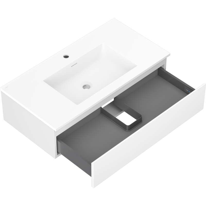 Mexen Orio gabinete de baño de 90 cm con lavabo Otis, 1 cajón, blanco mate - 91A10-09023-1-BF01-W18M01
