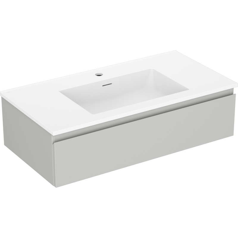 Mexen Orio armoire de salle de bain 90 cm avec lavabo Otis, 1 tiroir, gris mat/blanc mat - 91A10-09023-1-BF62-W18M01