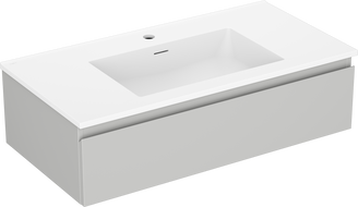 Mexen Orio Badezimmerunterschrank 90 cm mit Waschbecken Otis, 1 Schublade, grau matt/weiß matt - 91A10-09023-1-BF62-W18M01