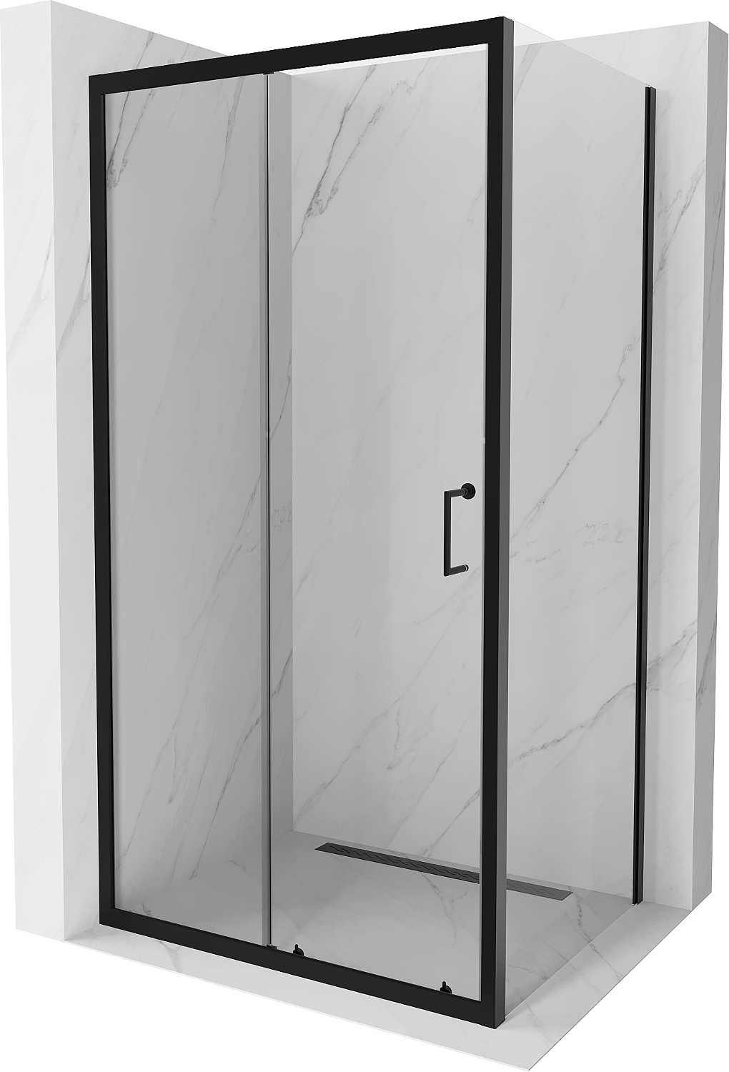 Mexen Apia kabina prysznicowa rozsuwana 140 x 70 cm, transparent, czarna - 840-140-070-70-00