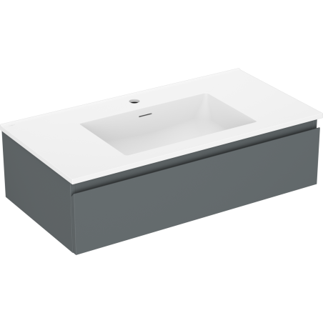 Mexen Orio Badezimmerschrank 90 cm mit Waschbecken Otis, 1 Schublade, Grafit Matt/Weiß Matt - 91A10-09023-1-BF66-W18M01