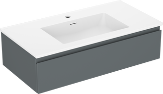 Mexen Orio Badezimmerschrank 90 cm mit Waschbecken Otis, 1 Schublade, Grafit Matt/Weiß Matt - 91A10-09023-1-BF66-W18M01