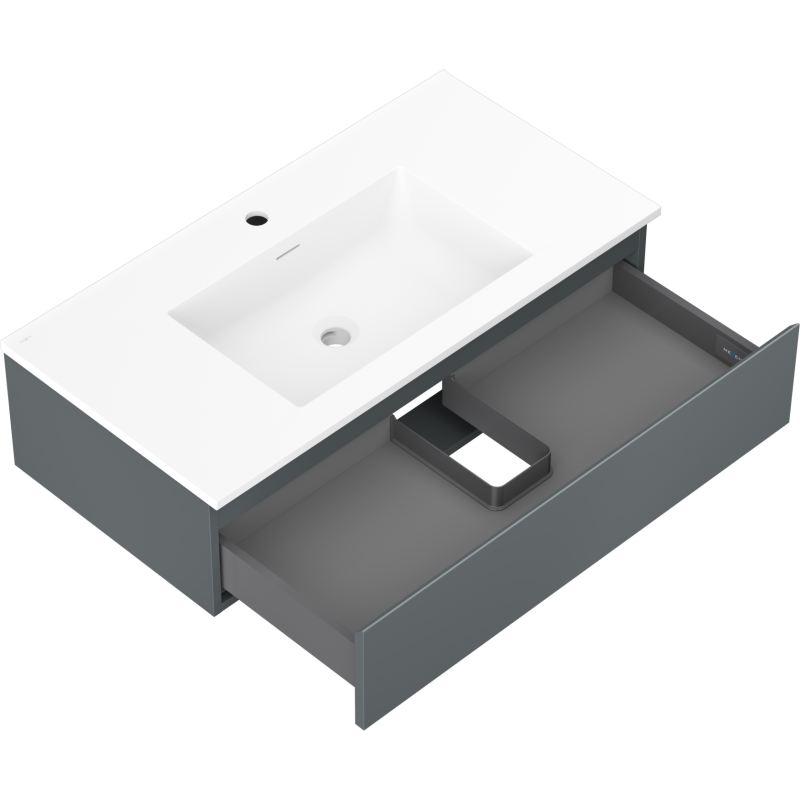 Mexen Orio mobile da bagno 90 cm con lavabo Otis, 1 cassetto, grafite opaco/bianco opaco - 91A10-09023-1-BF66-W18M01