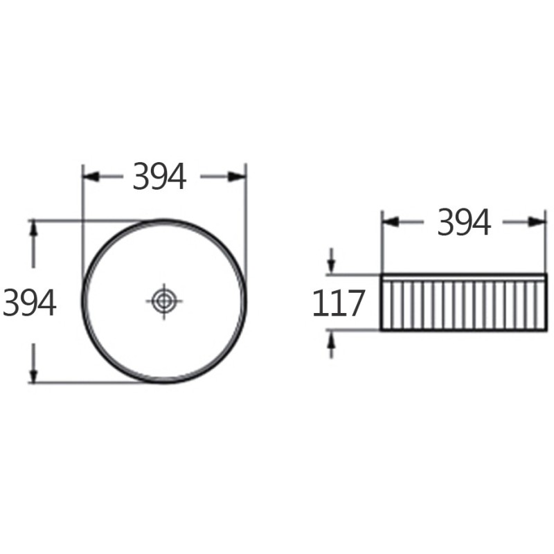 Mexen Grovo lavabo sobre encimera acanalado 39 x 39 cm, blanco - 22303900