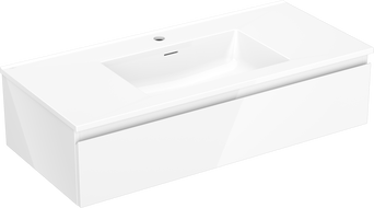 Mexen Orio bathroom cabinet 100 cm with Otis sink, 1 drawer, white gloss - 91A10-10023-1-BF00-W18M00