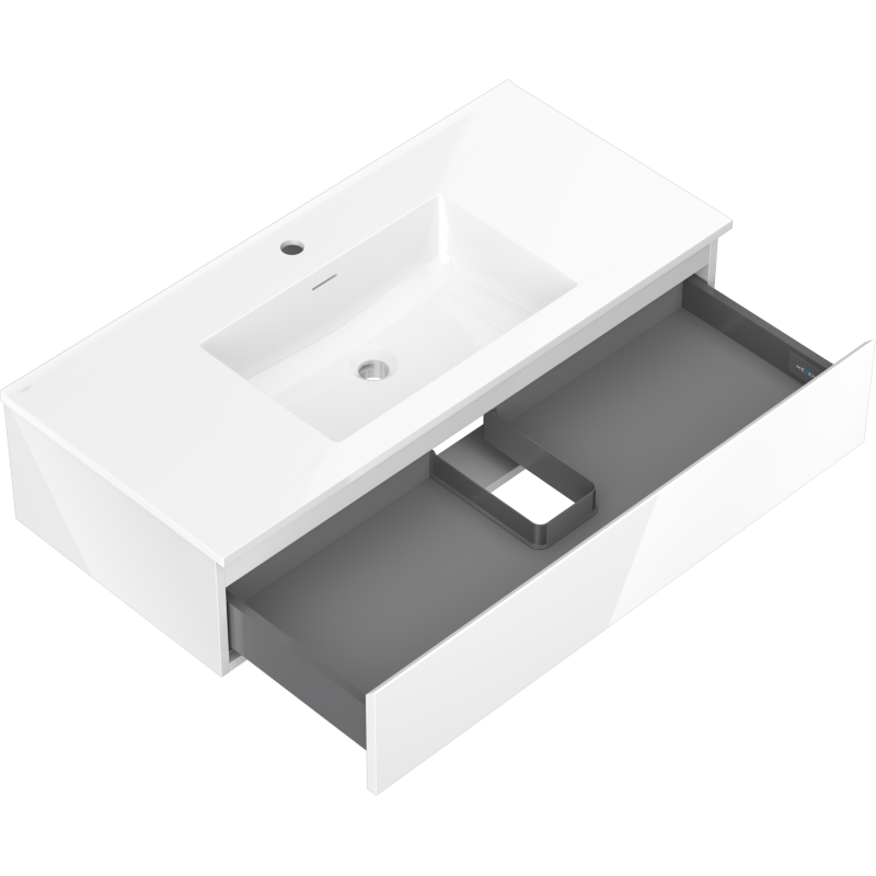 Mexen Orio mueble de baño de 100 cm con lavabo Otis, 1 cajón, blanco brillo - 91A10-10023-1-BF00-W18M00