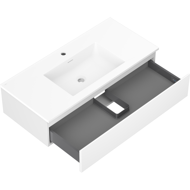 Mexen Orio meuble de salle de bain 100 cm avec lavabo Otis, 1 tiroir, blanc mat - 91A10-10023-1-BF01-W18M01