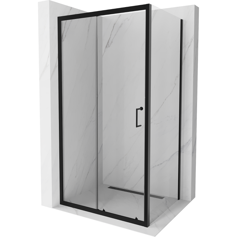 Mexen Apia douchecabine schuifbaar 125 x 100 cm, transparant, zwart - 840-125-100-70-00