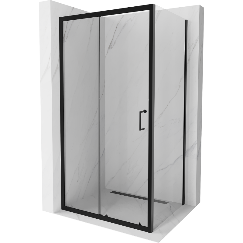 Mexen Apia kabina prysznicowa rozsuwana 125 x 100 cm, transparent, czarna - 840-125-100-70-00