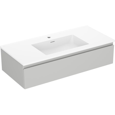 Mexen Orio Badezimmerschrank 100 cm mit Waschbecken Otis, 1 Schublade, grau matt/weiß matt - 91A10-10023-1-BF62-W18M01