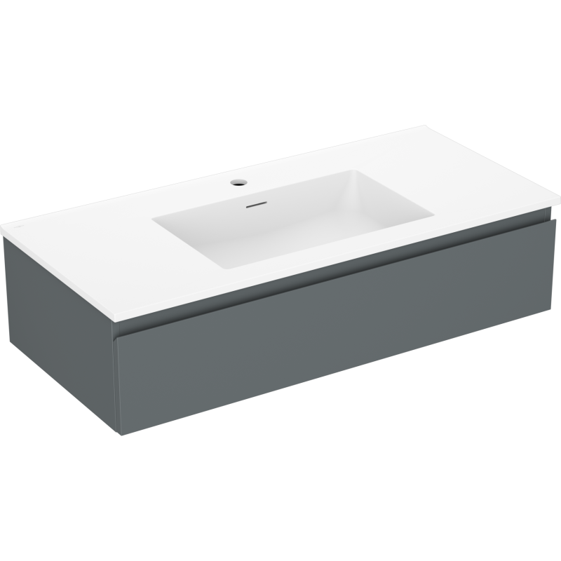 Mexen Orio Badezimmerschrank 100 cm mit Waschbecken Otis, 1 Schublade, grafit matt/weiß matt - 91A10-10023-1-BF66-W18M01