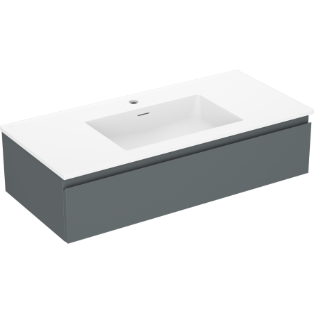 Mexen Orio Badezimmerschrank 100 cm mit Waschbecken Otis, 1 Schublade, grafit matt/weiß matt - 91A10-10023-1-BF66-W18M01