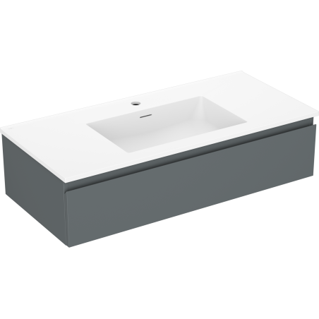 Mexen Orio badkamerkast 100 cm met gootsteen Otis, 1 lade, grafiet mat/wit mat - 91A10-10023-1-BF66-W18M01