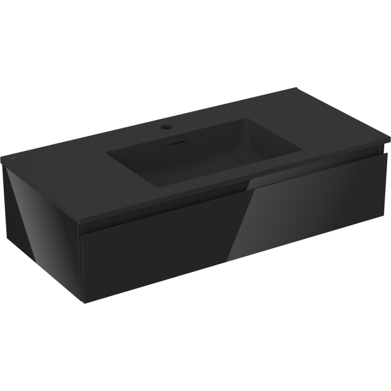 Mexen Orio armario de baño de 100 cm con lavabo Otis, 1 cajón, negro brillo/negro mate - 91A10-10023-1-BF70-W18M71