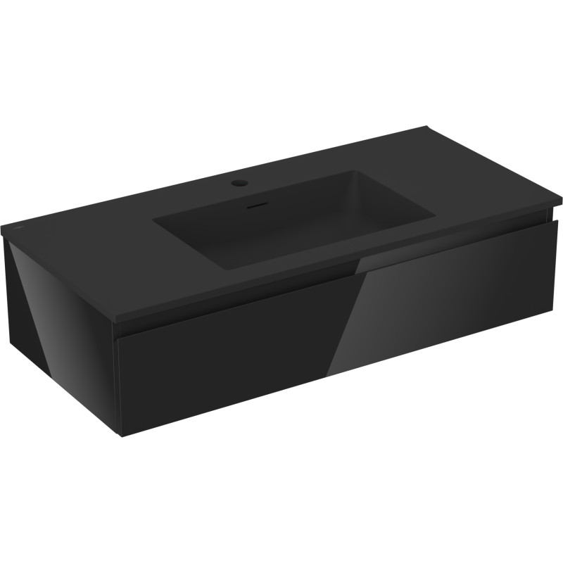 Mexen Orio mueble de baño 100 cm con lavabo Otis, 1 cajón, negro brillo/negro mate - 91A10-10023-1-BF70-W18M71