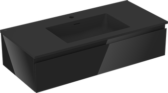 Mexen Orio badkamerkast 100 cm met wastafel Otis, 1 lade, zwart glans/zwart mat - 91A10-10023-1-BF70-W18M71