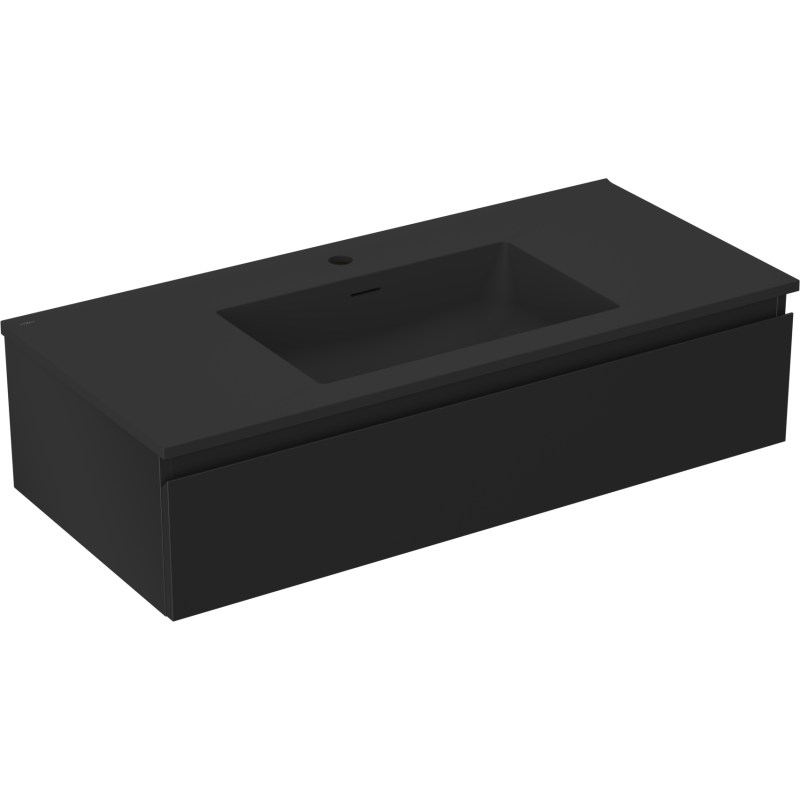 Mexen Orio Badezimmerschrank 100 cm mit Waschbecken Otis, 1 Schublade, schwarz matt - 91A10-10023-1-BF71-W18M71