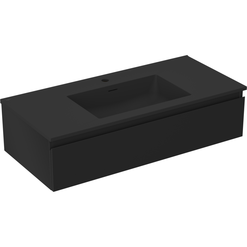 Mexen Orio meuble de salle de bains 100 cm avec lavabo Otis, 1 tiroir, noir mat - 91A10-10023-1-BF71-W18M71