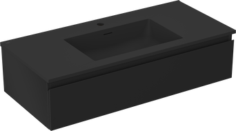 Mexen Orio badkamerkast 100 cm met wastafel Otis, 1 lade, zwart mat - 91A10-10023-1-BF71-W18M71