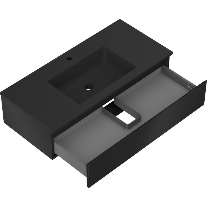Mexen Orio bathroom cabinet 100 cm with Otis washbasin, 1 drawer, black matte - 91A10-10023-1-BF71-W18M71
