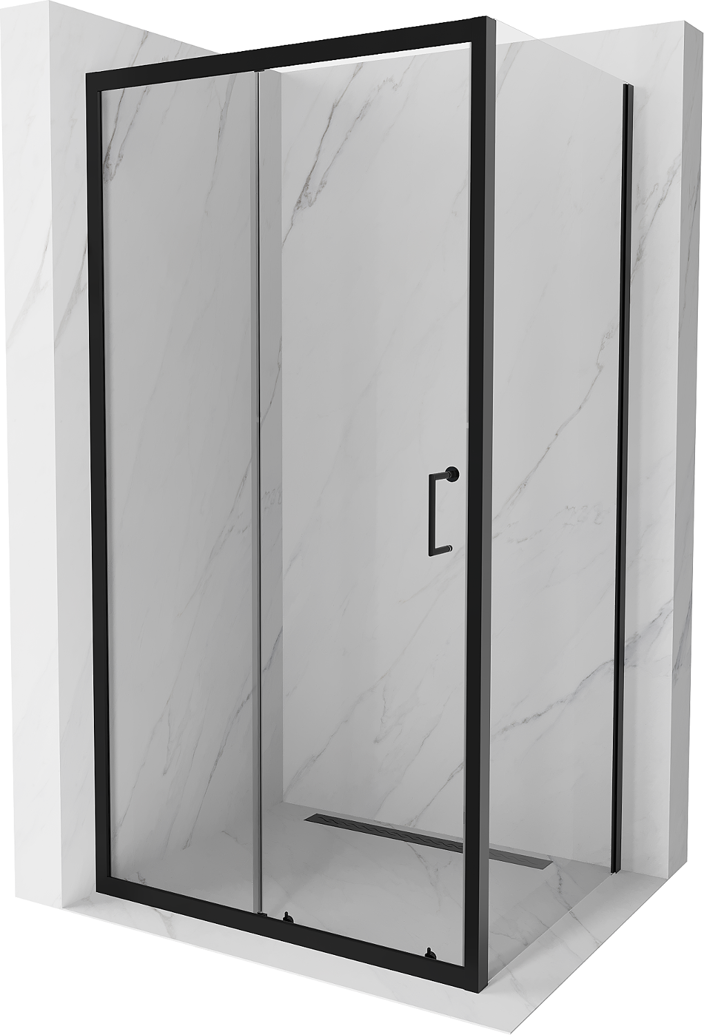 Mexen Apia kabina prysznicowa rozsuwana 125 x 80 cm, transparent, czarna - 840-125-080-70-00
