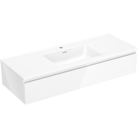 Mexen Orio 120 cm bathroom cabinet with Otis sink, 1 drawer, white gloss - 91A10-12023-1-BF00-W18M00