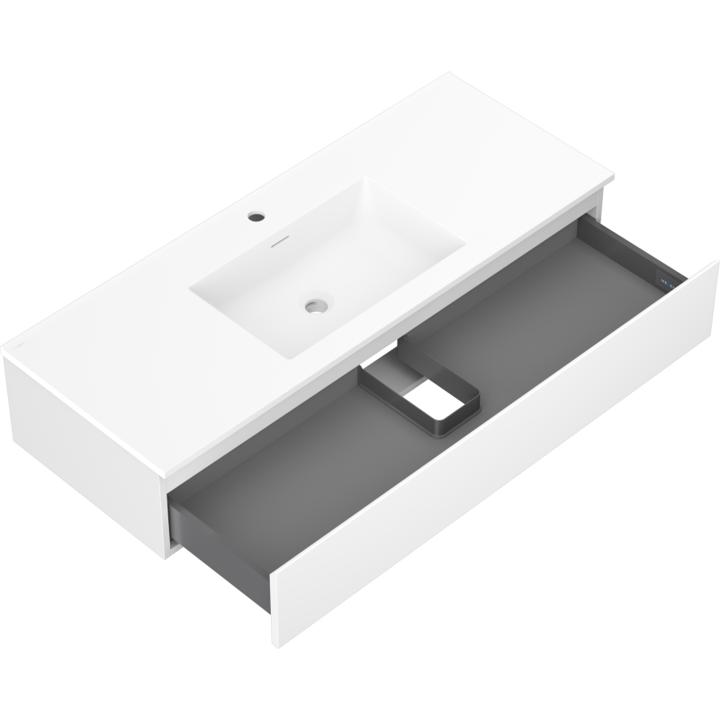Mexen Orio Badezimmerschrank 120 cm mit Waschbecken Otis, 1 Schublade, weiß matt - 91A10-12023-1-BF01-W18M01
