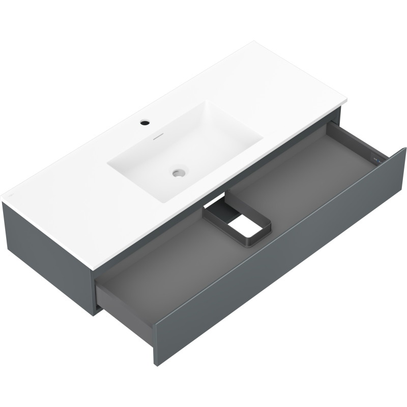 Mexen Orio kupaonski ormaric 120 cm s umivaonikom Otis, 1 ladica, grafit mat/bijela mat - 91A10-12023-1-BF66-W18M01