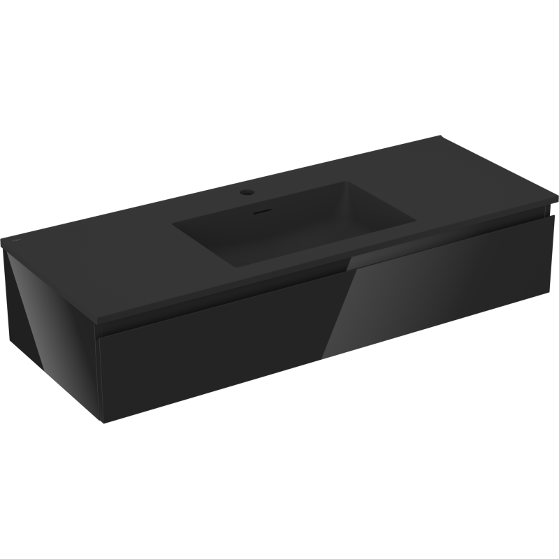 Mexen Orio gabinete de baño 120 cm con lavabo Otis, 1 cajón, negro brillo/negro mate - 91A10-12023-1-BF70-W18M71