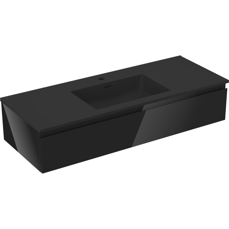 Mexen Orio mobile bagno 120 cm con lavabo Otis, 1 cassetto, nero lucido/nero opaco - 91A10-12023-1-BF70-W18M71