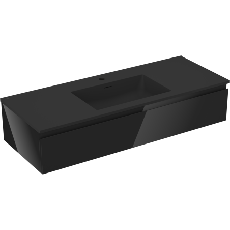 Mexen Orio meuble de salle de bain 120 cm avec lavabo Otis, 1 tiroir, noir brillant/noir mat - 91A10-12023-1-BF70-W18M71