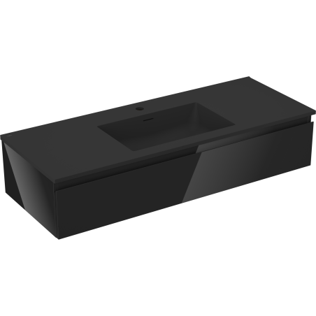 Mexen Orio mueble de baño de 120 cm con lavabo Otis, 1 cajón, negro brillo/negro mate - 91A10-12023-1-BF70-W18M71