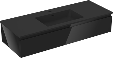 Mexen Orio Badezimmermöbel 120 cm mit Waschbecken Otis, 1 Schublade, schwarz glänzend/schwarz matt - 91A10-12023-1-BF70-W18M71