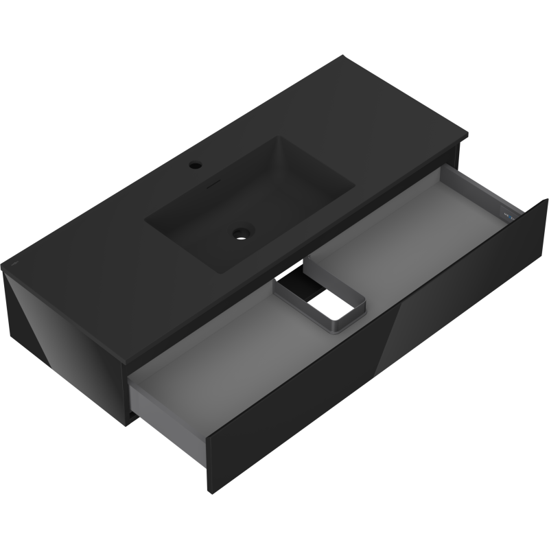 Mexen Orio gabinete de baño 120 cm con lavabo Otis, 1 cajón, negro brillo/negro mate - 91A10-12023-1-BF70-W18M71