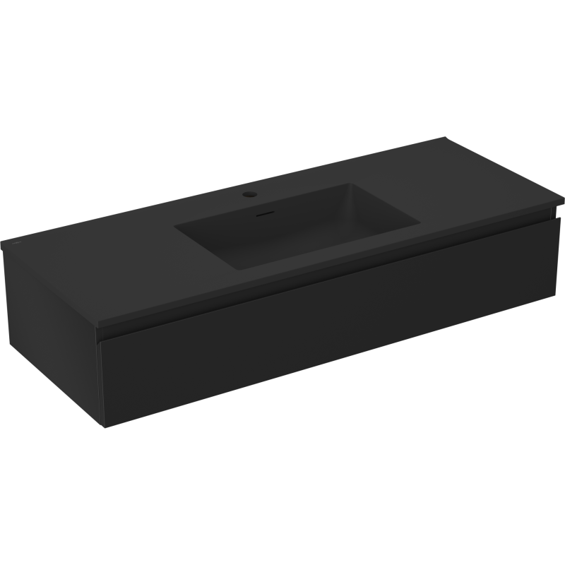 Mexen Orio Badezimmer-Unterschrank 120 cm mit Waschbecken Otis, 1 Schublade, schwarz matt - 91A10-12023-1-BF71-W18M71