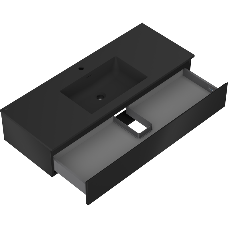 Mexen Orio mueble de baño 120 cm con lavabo Otis, 1 cajón, negro mate - 91A10-12023-1-BF71-W18M71