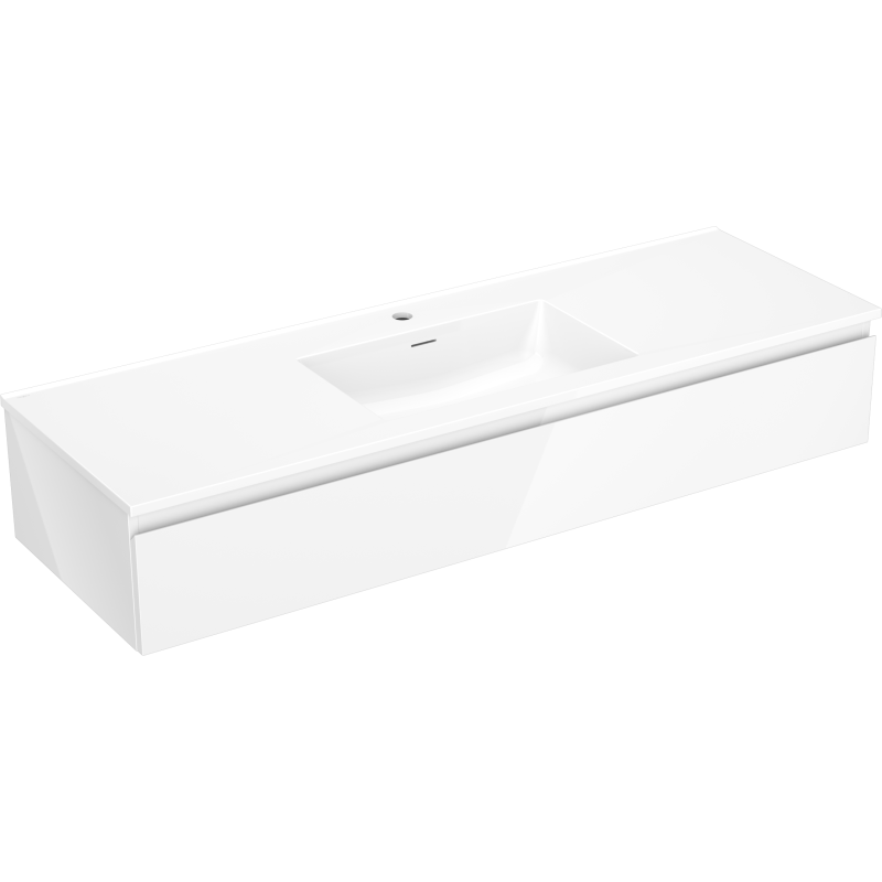 Mexen Orio bathroom cabinet 140 cm with Otis sink, 1 drawer, white gloss - 91A10-14023-1-BF00-W18M00