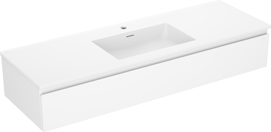 Mexen Orio Badezimmerschrank 140 cm mit Waschbecken Otis, 1 Schublade, weiß matt - 91A10-14023-1-BF01-W18M01
