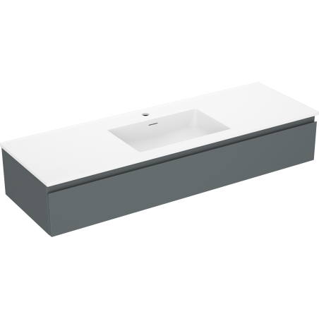 Mexen Orio bathroom cabinet 140 cm with Otis washbasin, 1 drawer, graphite matte/white matte - 91A10-14023-1-BF66-W18M01